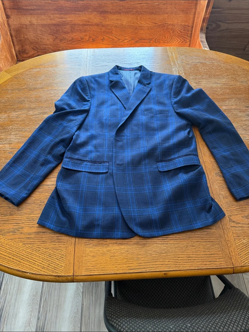 Johnston & Murphy Navy and Royal Blue Plaid Sport Coat